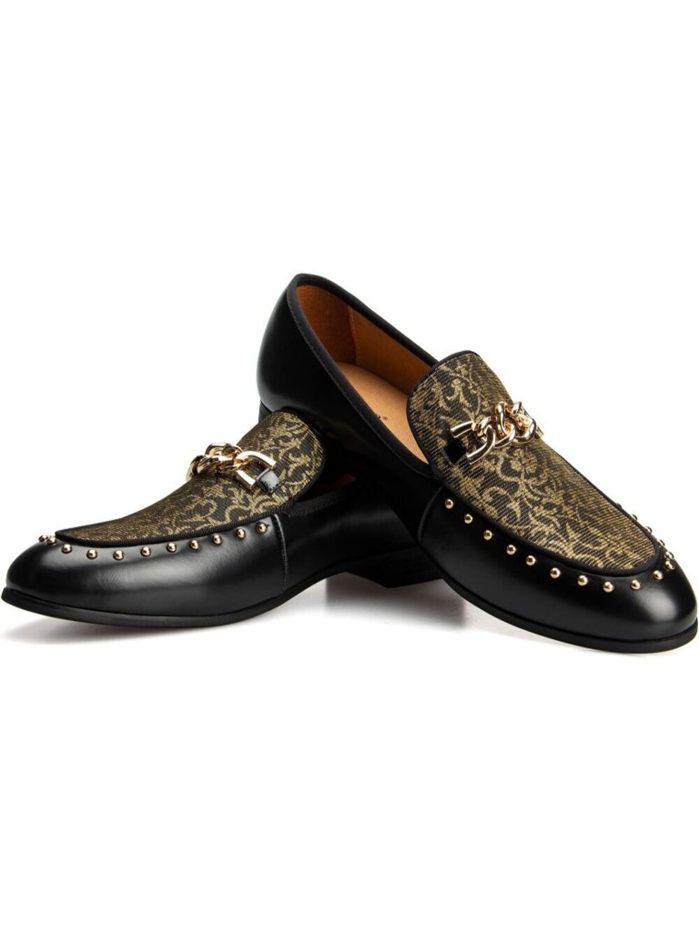 Meijiana Men's Gold01 Microfiber Loafers Buckle PU Leather Weeding Dress Shoes